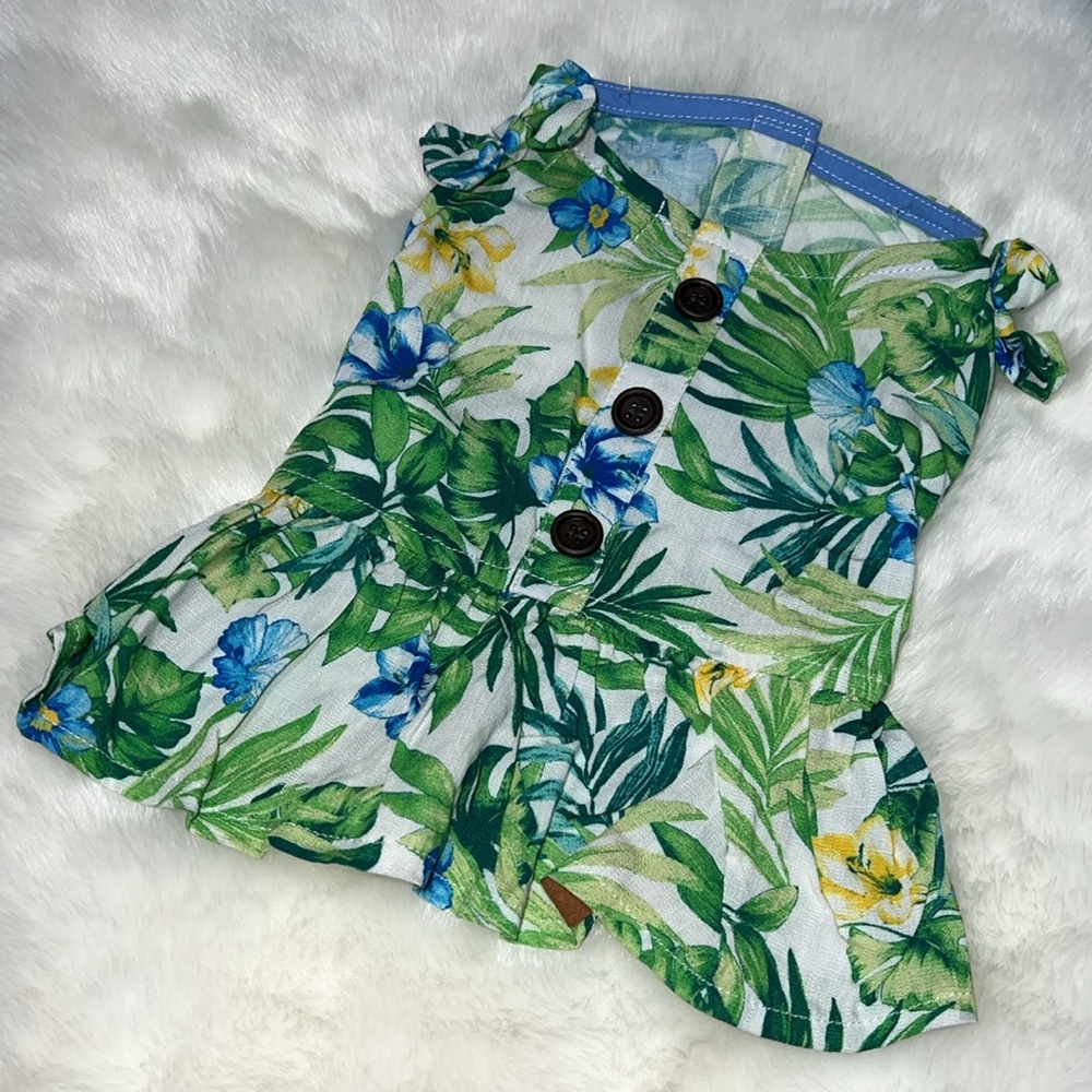 NWOT Tommy Bahama Palm Print Tropical Floral Sleeveless Dog Dress XS